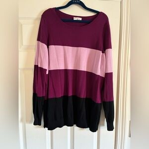 Belle by Kim Gravel Colorblock Sweater - Purple, Black